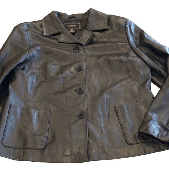 Croft & Barrow black leather jacket size L - Picture 1 of 4